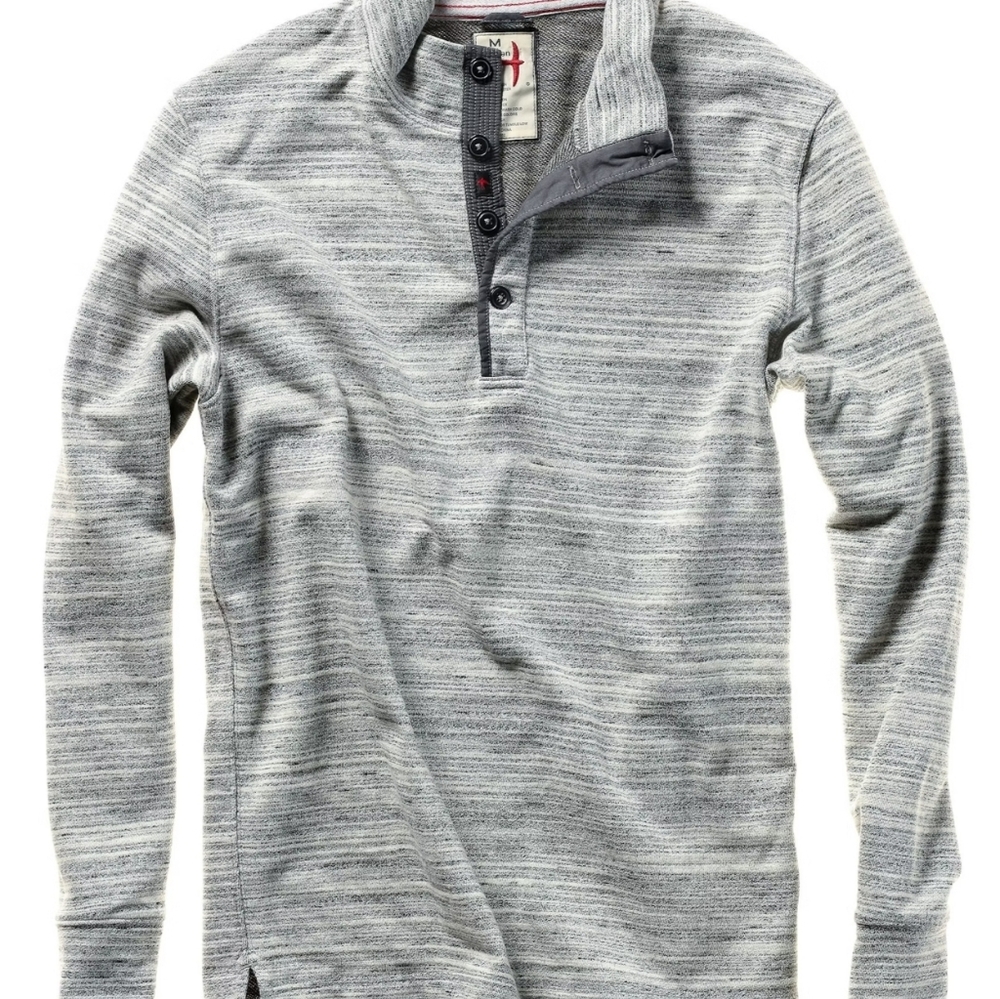 Relwen Loop Back Mock in Light Grey Twist
